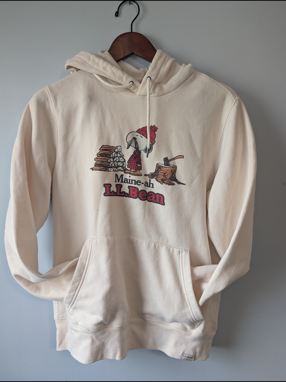 L.L. Bean Cream Graphic Hoodie - Maine-ah Pullover